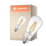 Ledvance Classic LED Edison E27 Poire Filament Claire 3.8W 806lm - 827 Blanc Très Chaud | Équivalent 60W