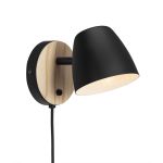 Nordlux Theo Applique Murale Métal et Bois Noir | Convient pour GU10