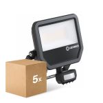 Lot 5x Ledvance Projecteur LED Aluminium Noir 41W 6000lm 100D - 840 Blanc Froid | IP65 - Détecteur De Mouvement Et De Lumière - Symétrique