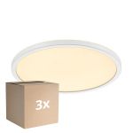Lot 3x Nordlux Hublot LED Oja 29 18W 827 1700lm Blanc IP20 | Dimmable 3 niveaux - Blanc Très Chaud