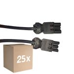 Lot 25x Noxion GST - Compatible Câble d’extension Noir - Mâle + Femelle - 5m - 3 pole 1,5mm2