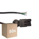 Lot 50x Noxion GST - Compatible Câble d’alimentation Noir - Mâle + Extrémités ouvertes - 2m - 3 pole 0,75mm2