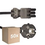 Lot 50x Noxion GST - Compatible Câble d’alimentation Noir - Femelle + Schuko Europlug - 3m - 3 pole 0.75mm2