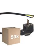 Lot 50x Noxion Power Câble d’alimentation Noir - Schuko Europlug + Extrémités ouvertes - 3m - 3 pole 0,75mm2
