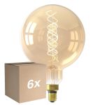 Lot 6x Calex XXL Mega Dorée Globe LED E27 G200 Filament 3W 250lm- 822 Blanc Très Chaud | Dimmable