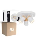 Lot 6x D'Lite Plafonnier Beitem Dépolie Blanc FSC Bois | Convient Pour 3x GU10