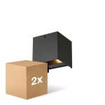 Lot 2x D'Lite Applique Murale Elingen Aluminium Noir Up & Down 4.9W 480lm - 830 Blanc Chaud | IP65 - Détecteur De Lumière
