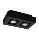 Eglo Plafond Spot Mendoza Acier Noir 9.4W 690lm - 830 Blanc Chaud | Dimmable - Convient pour 2x GU10