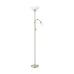 Eglo Lampadaires Salon Up 2 Acier Nickel Satiné | IP20 - Convient pour 1x E27 