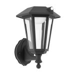 Eglo Applique Murale Prietta Solar Noir 6W 800lm - 827 Blanc Très Chaud | IP44 - Détecteur De Mouvement