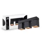 D'Lite Plafonnier Kubo Noir Inclinable et Rotatif | IP20 - Convient pour 3x GU10