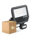 Lot 5x Ledvance Projecteur LED Aluminium Noir 41W 6000lm 100D - 840 Blanc Froid | IP65 - Détecteur De Mouvement Et De Lumière - Symétrique