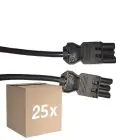 Lot 25x Noxion GST - Compatible Câble d’extension Noir - Mâle + Femelle - 5m - 3 pole 1,5mm2