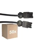 Lot 50x Noxion GST - Compatible Câble d’extension Noir - Mâle + Femelle - 2m - 3 pole 1,5mm2