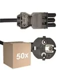 Lot 50x Noxion GST - Compatible Câble d’alimentation Noir - Femelle + Schuko Europlug - 3m - 3 pole 0.75mm2