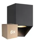 Lot 6x Nordlux Nico Applique Murale Carré Aluminium Noir | Convient pour 1x GU10