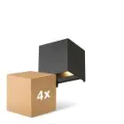 Lot 4x D'Lite Applique Murale Elingen Aluminium Noir Up & Down 4.9W 480lm - 830 Blanc Chaud | IP65 - Détecteur De Lumière